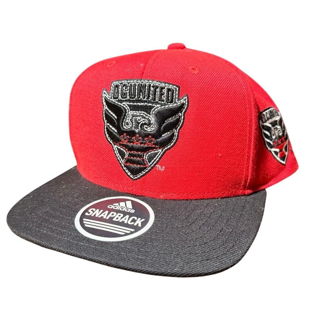 NWT Adidas D.C. United MLS Snapback Hat Two-Tone Red/Black Flat Brim One Size